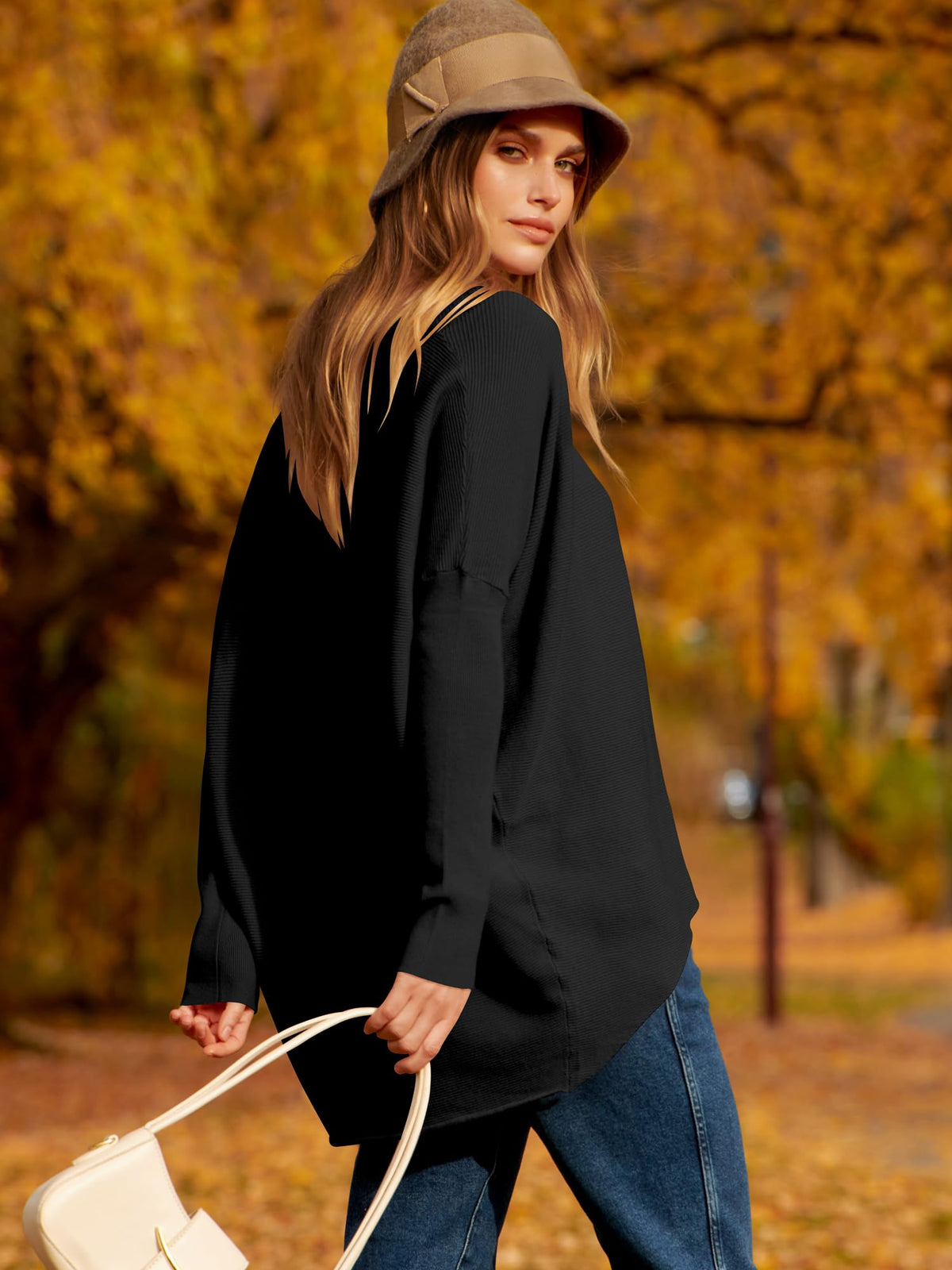 Hot Sale Oversized Dolman Sleeve Knitted Pullover