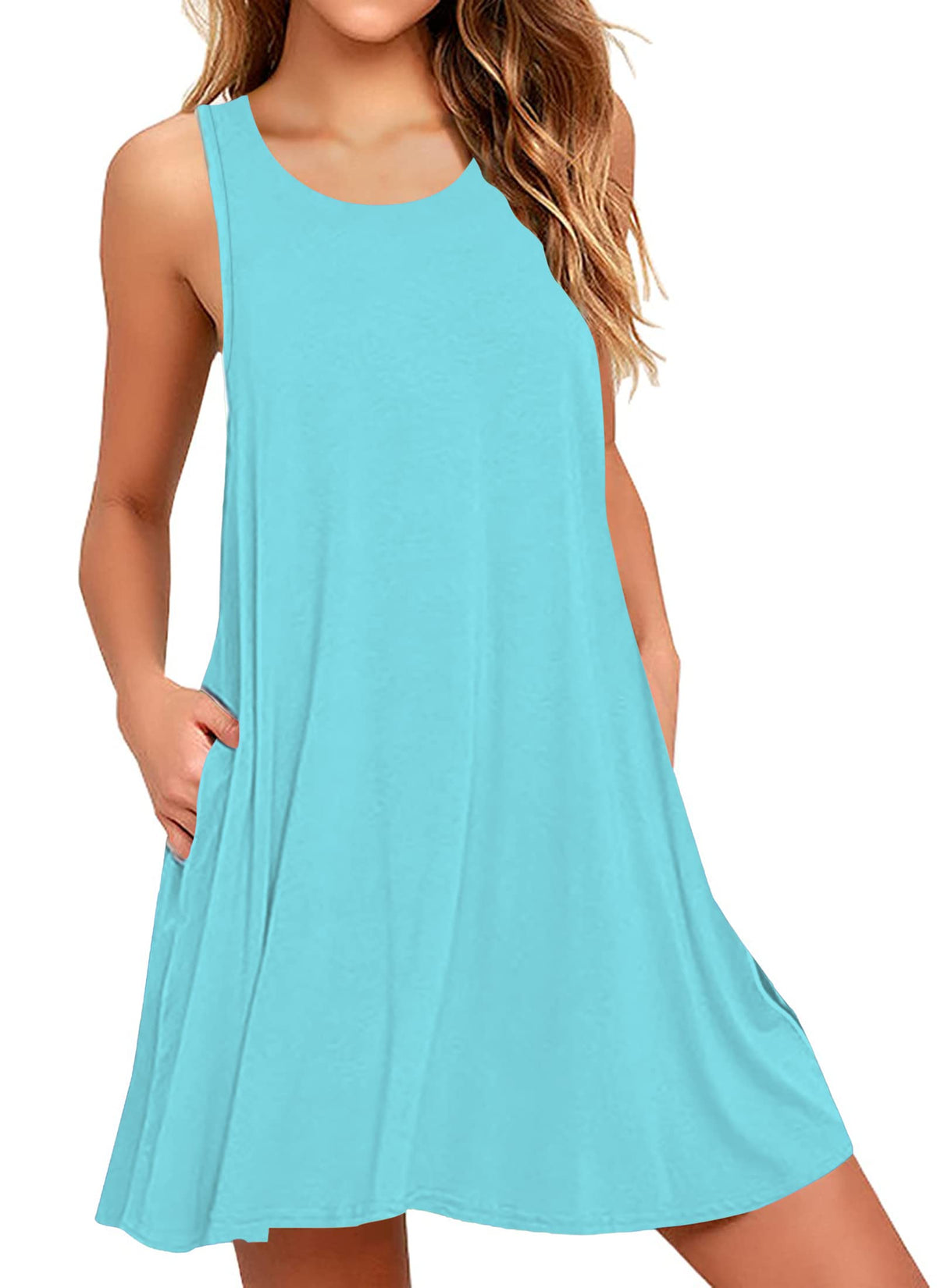 Plus Size Casual Tank Dress with Pockets