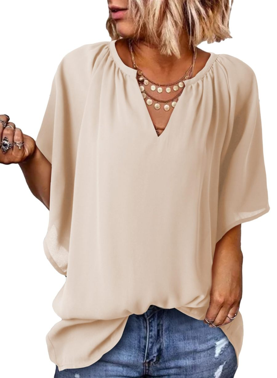 Women's Lightweight V Neck Flowy Blouse