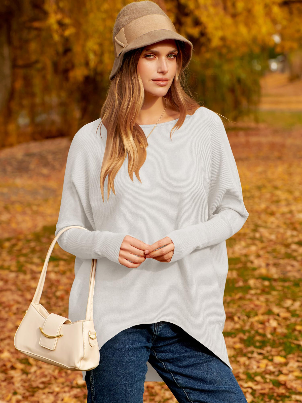 Hot Sale Oversized Dolman Sleeve Knitted Pullover