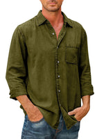 ??Men's Denim Long Sleeve Button Down Shirt