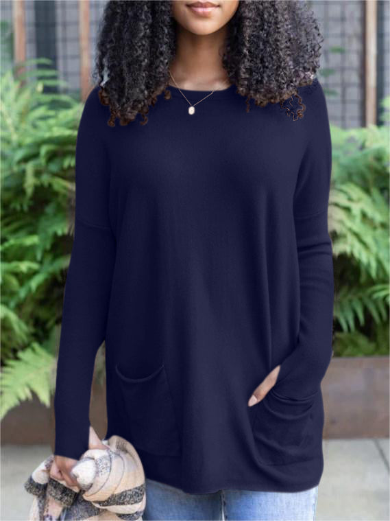 NewLong Sleeve Thumbhole Sweater Pocket Tunic