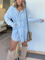 Women's Washed Button Denim Skirt