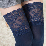Mesh Lace Thigh-High Crimping Socks