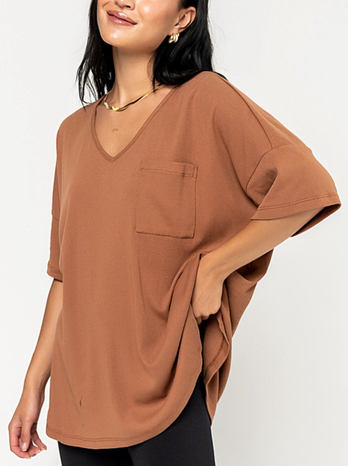 Women's Oversized V-Neck Pocket Tee