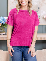 Women's Stretchy Acid Washed Rib Shirt