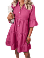 Women??s Casual V Neck Ruffle Short Sleeve Summer Dress