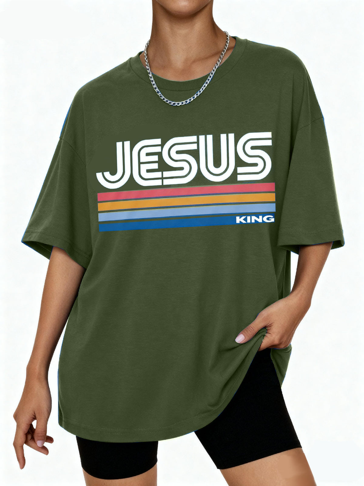 Retro Jesus King Oversized Cotton T-Shirt