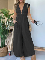 Deep V Hi Lo Hem Jumpsuit