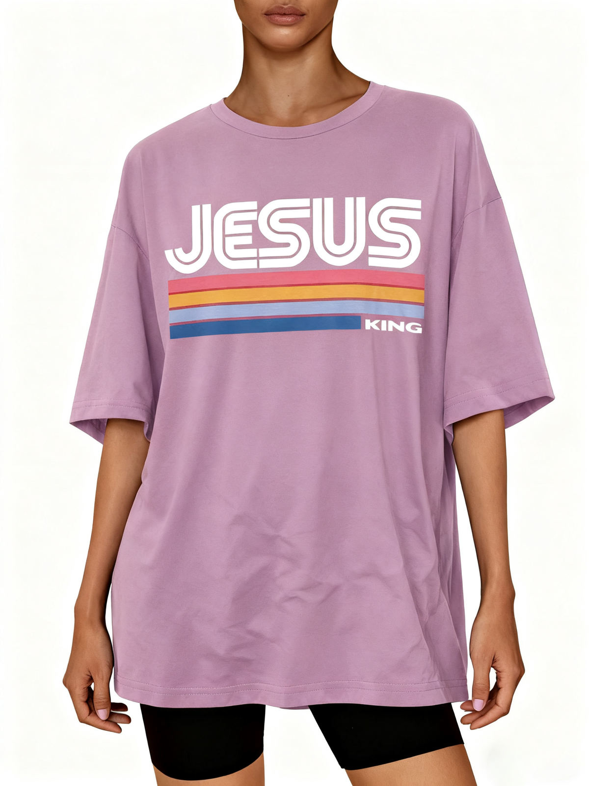 Retro Jesus King Oversized Cotton T-Shirt
