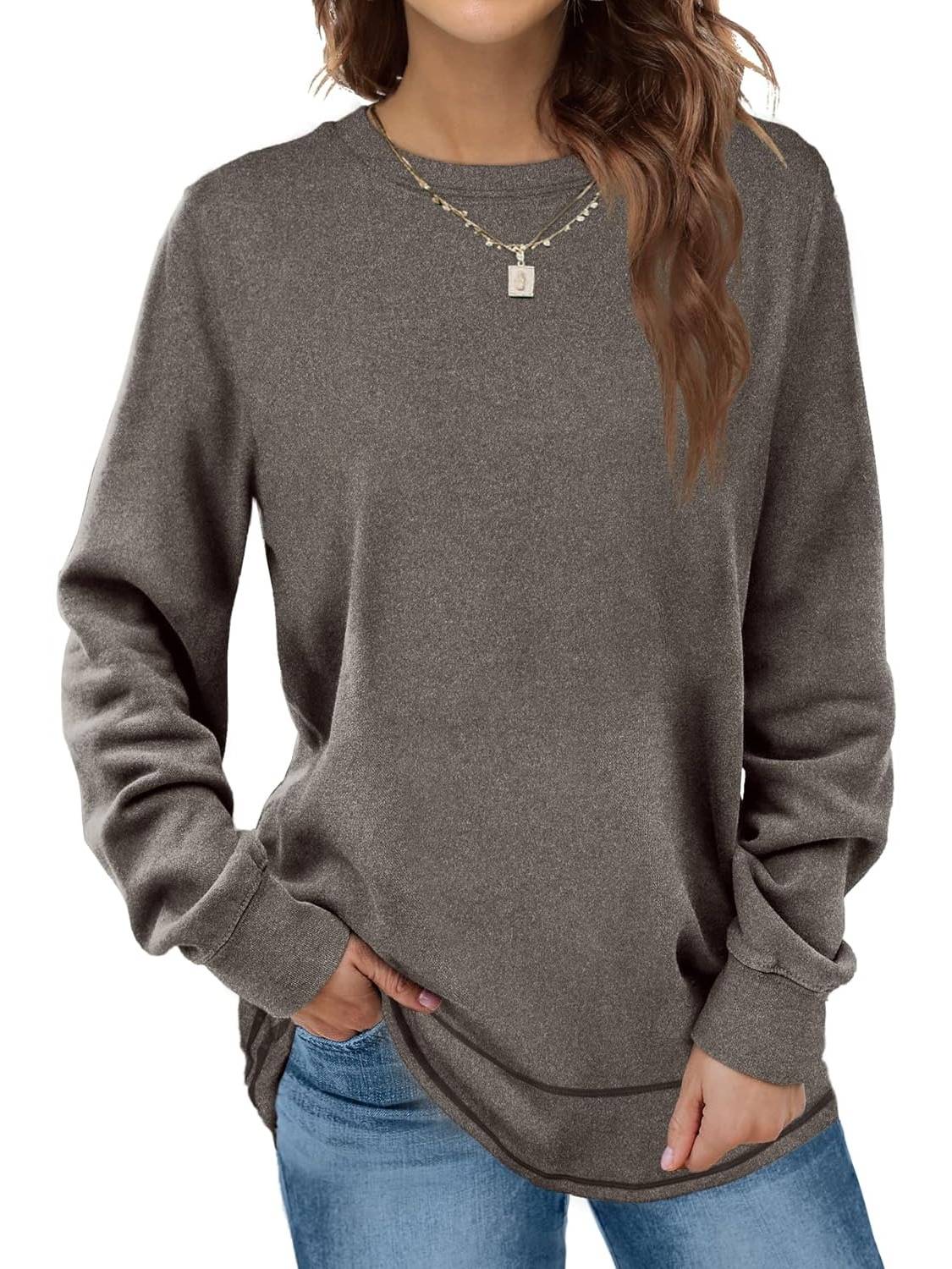 Women's Crewneck Long Sleeve Tunic Tops