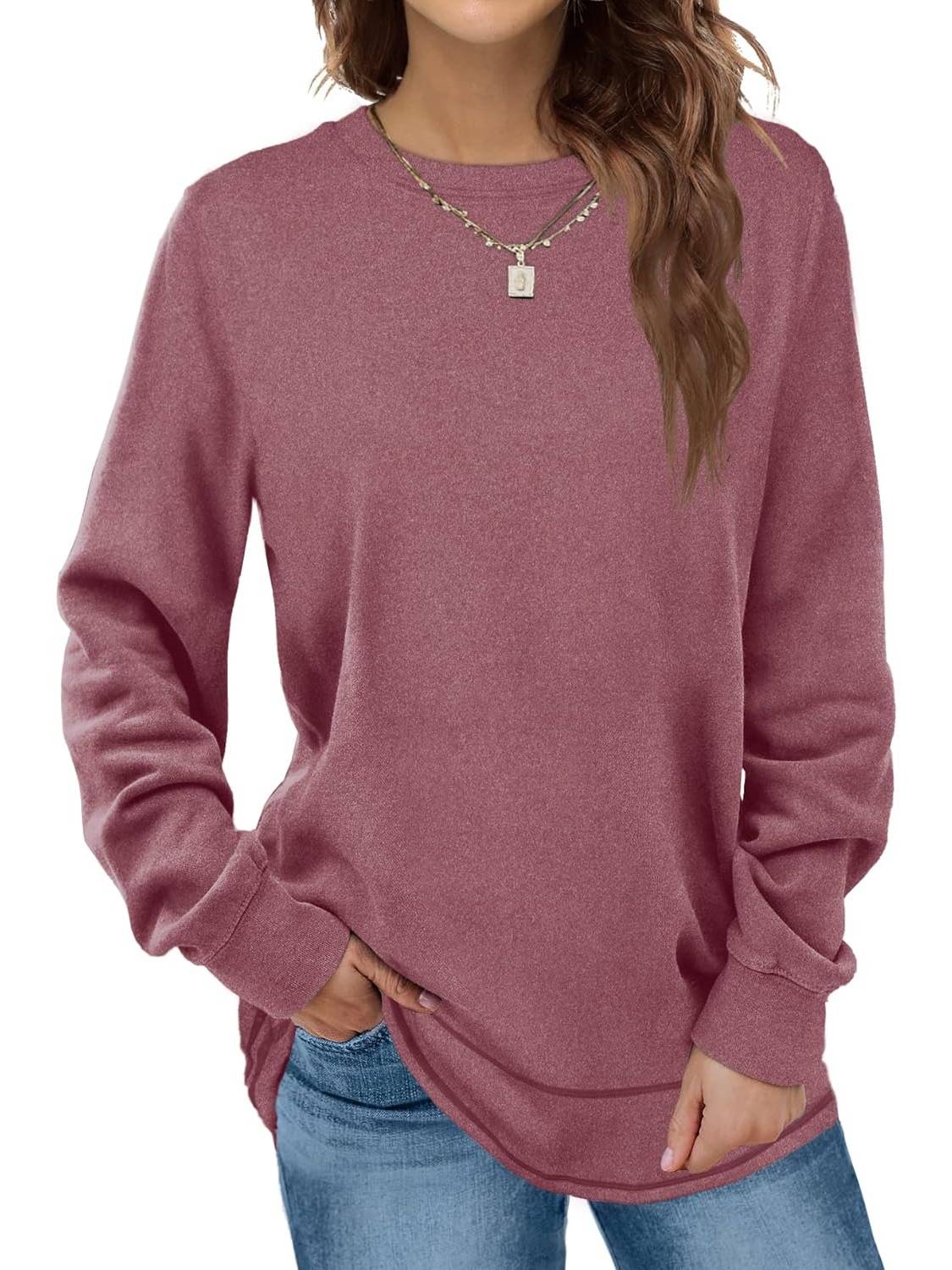 Women's Crewneck Long Sleeve Tunic Tops