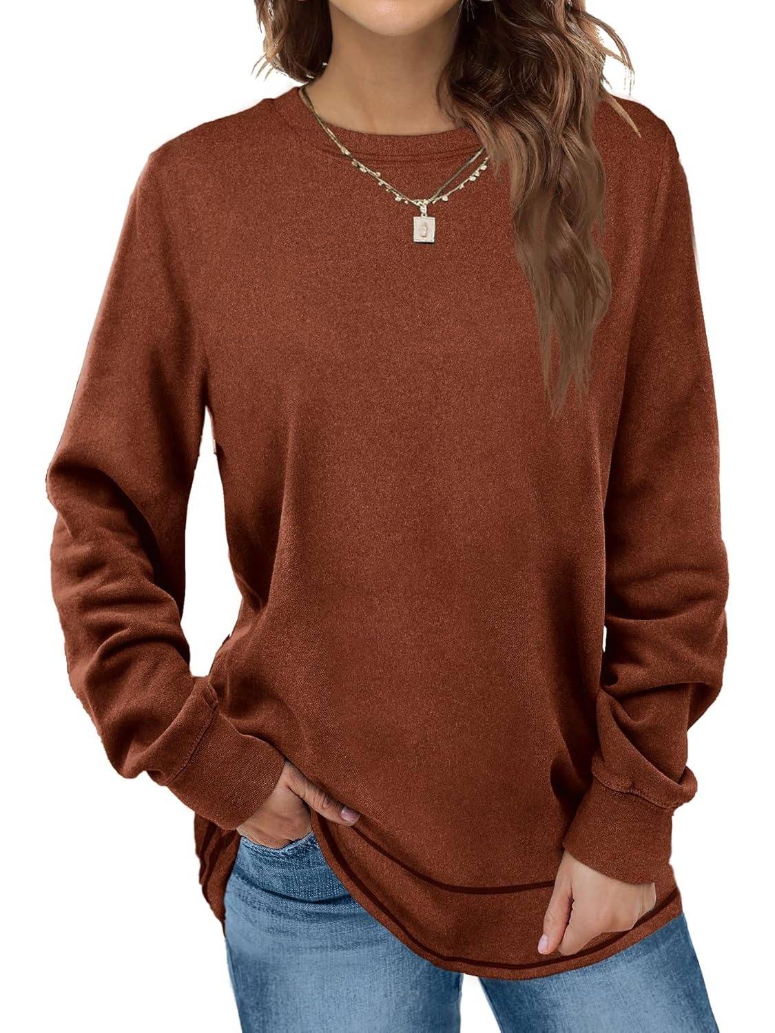 Women's Crewneck Long Sleeve Tunic Tops