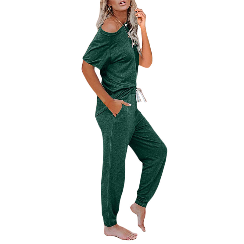 Loose Short-sleeved Button Casual Set