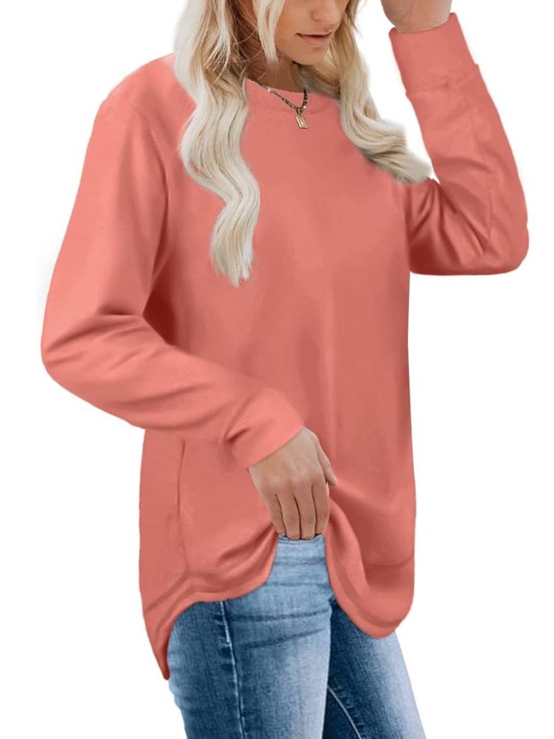 Women's Crewneck Long Sleeve Tunic Tops