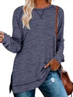Women's Fall Side slit Long Sleeve Shirts Tunic Tops