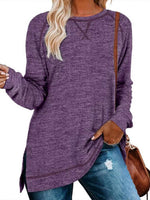 Women's Fall Side slit Long Sleeve Shirts Tunic Tops