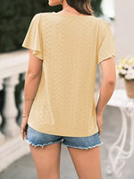 Women's Hollow Waistband Ruffle Sleeve T-shirt