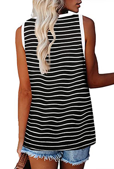V-neck Splicing Sleeveless T-shirt Female