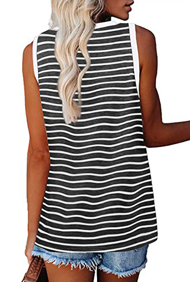V-neck Splicing Sleeveless T-shirt Female