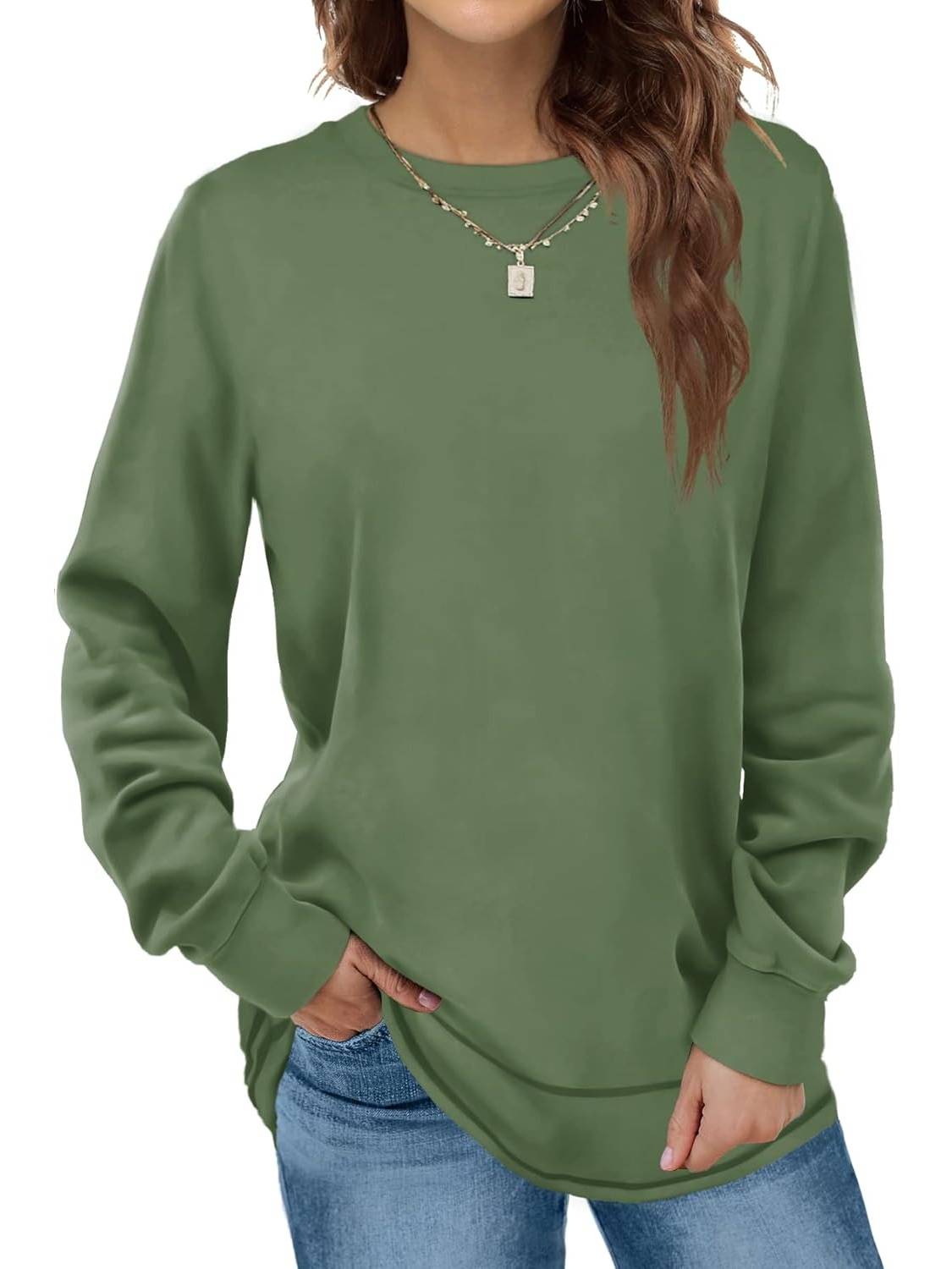 Women's Crewneck Long Sleeve Tunic Tops