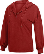 ButtonCasual Loose Solid Color Closure Hoodie