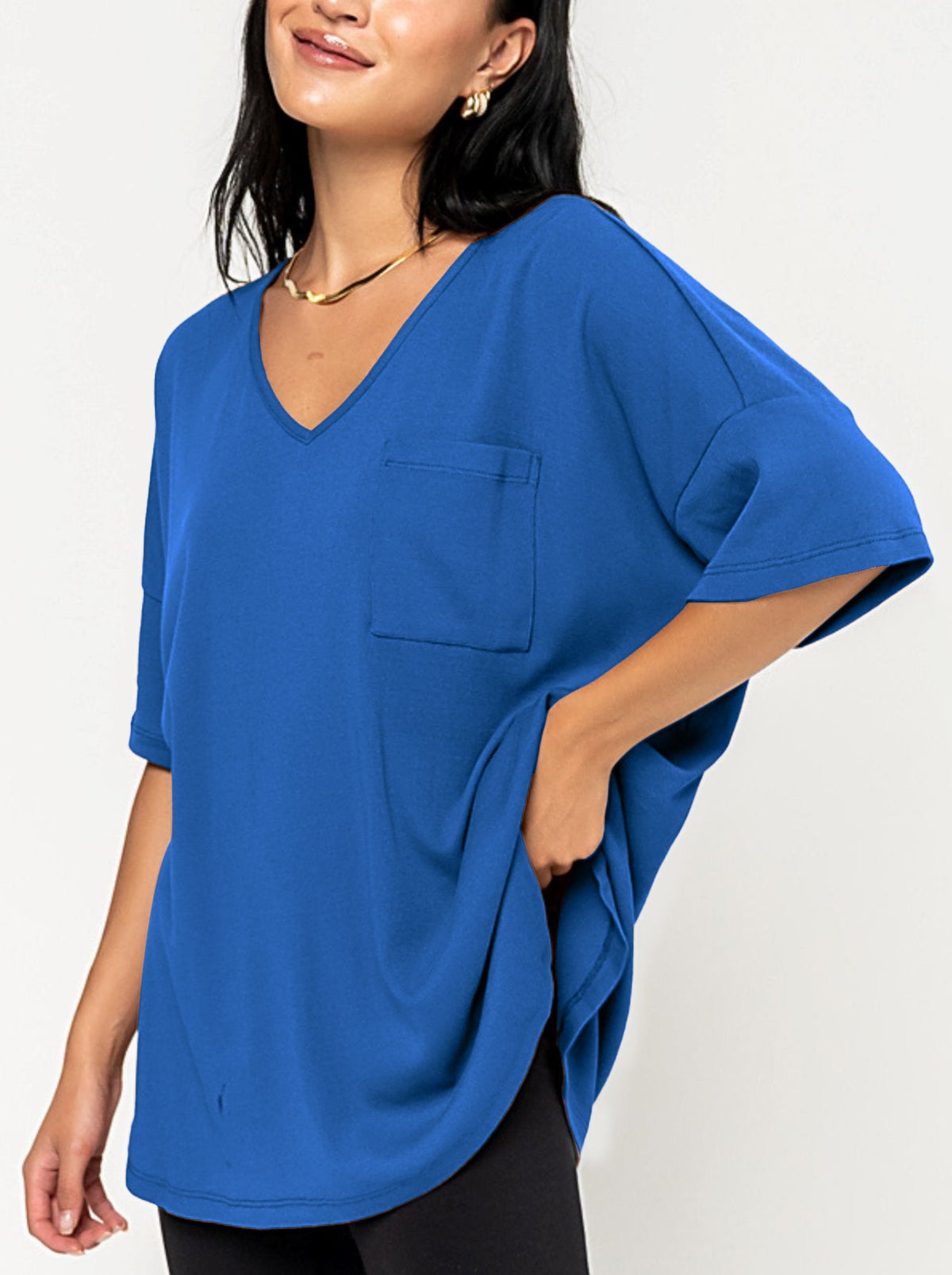 Women's Oversized V-Neck Pocket Tee