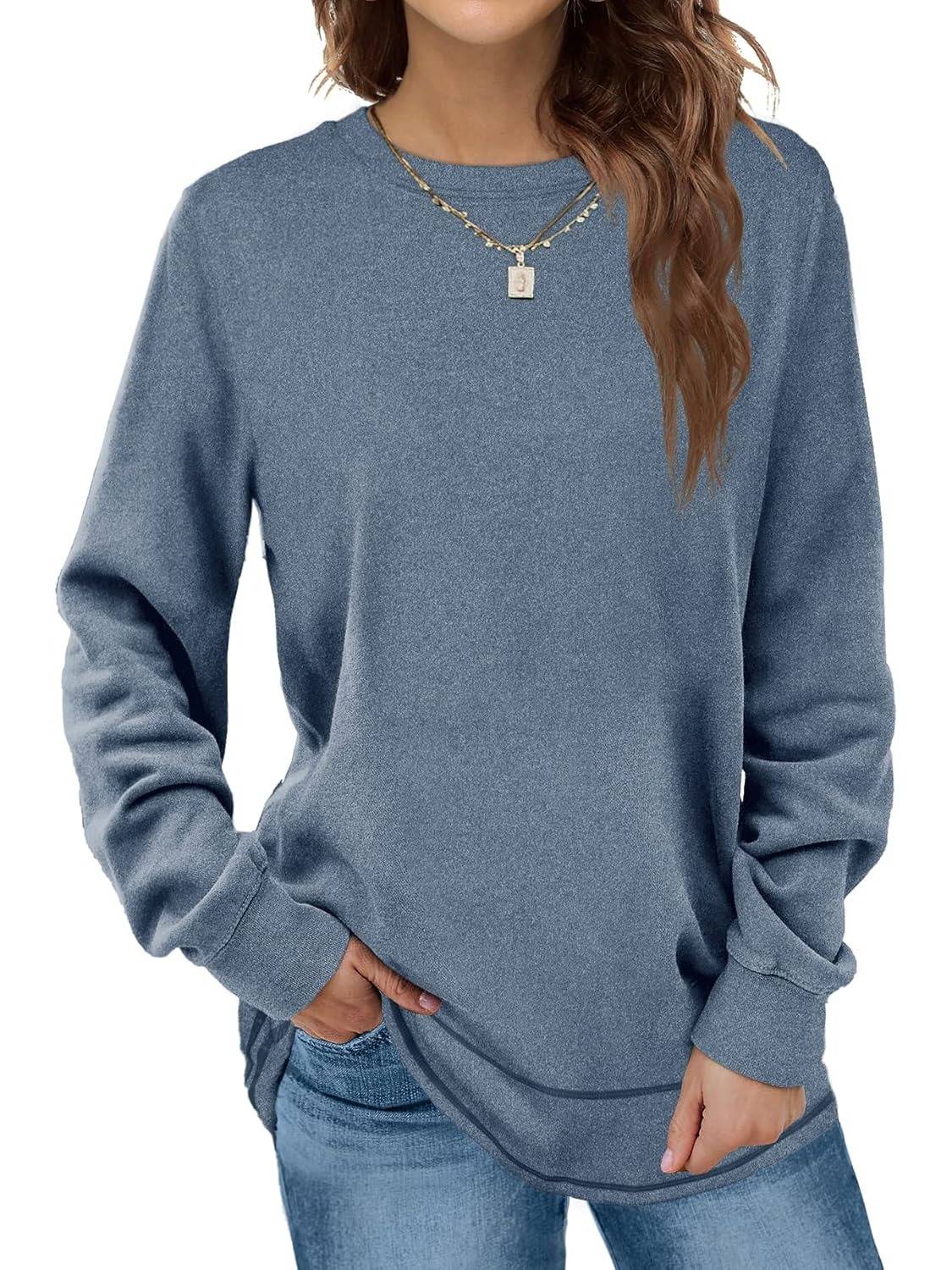 Women's Crewneck Long Sleeve Tunic Tops
