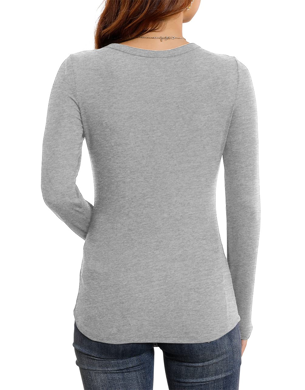 Round Neck Stretch Slim Ribbed Basic Shirts