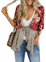 Summer Floral Kimono Ruffle Sleeve Tie Cardigans