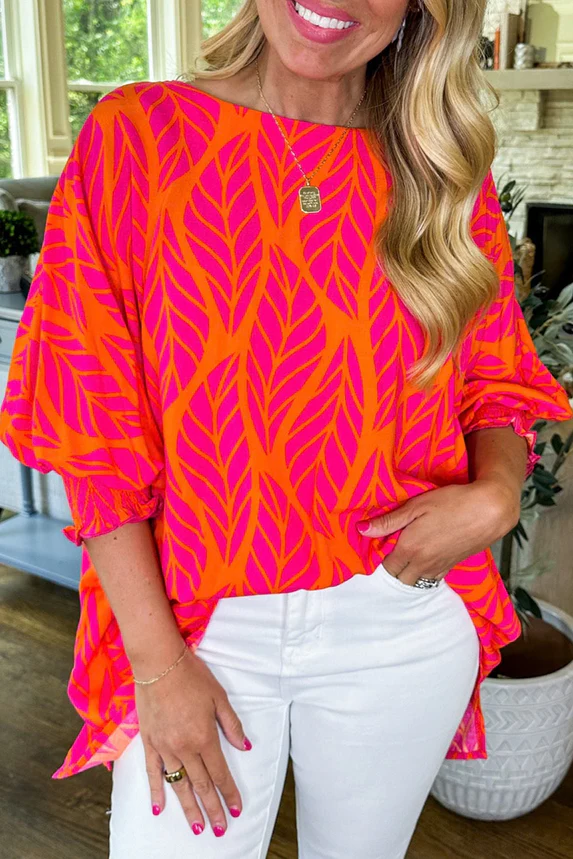 Women's Oversized Printed Flowy Blouse