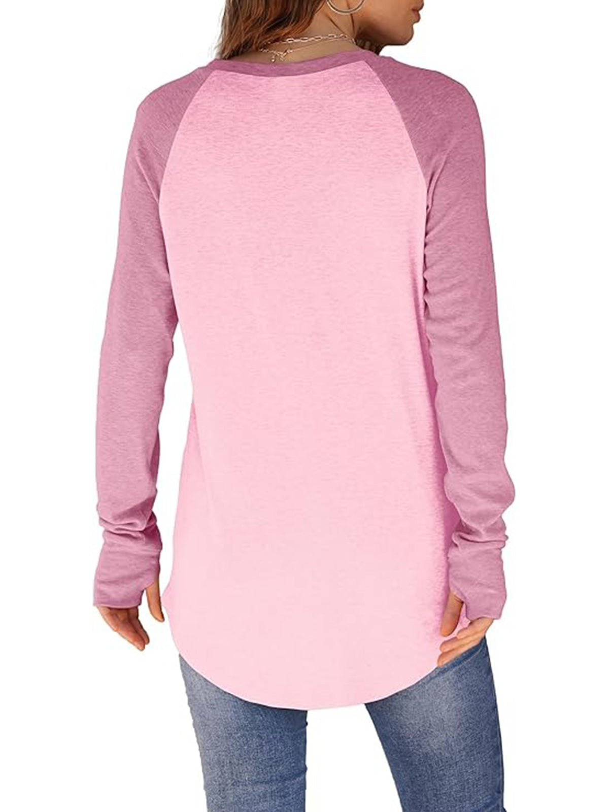 Women's Tunic Curved Hem Thumb Hole Shirts