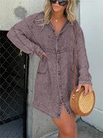 Women's Washed Button Denim Skirt