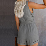 Bow V-neck Sleeveless Rompers