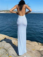 Seductive Blossom Backless Maxi Dress