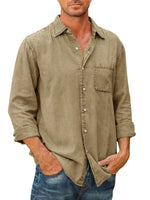 ??Men's Denim Long Sleeve Button Down Shirt