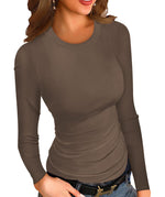 Round Neck Stretch Slim Ribbed Basic Shirts