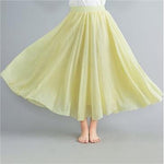 SOLID COLOR NATIONAL STYLE COTTON LINEN SKIRT