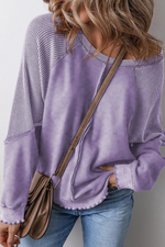 Women'sReverse Seam Waffle Knit Sweatshirt