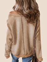 Women'sReverse Seam Waffle Knit Sweatshirt