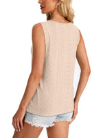 Women's Summer Keyhole Neck Pleated Tank Tops