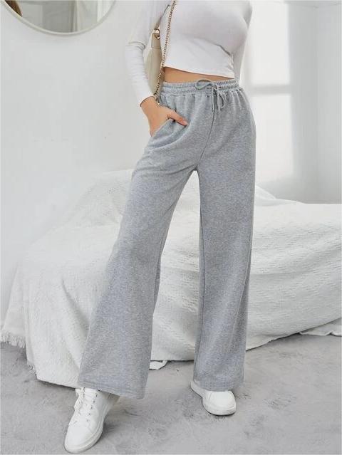 Solid Drawstring Slant Pocket Sweatpants
