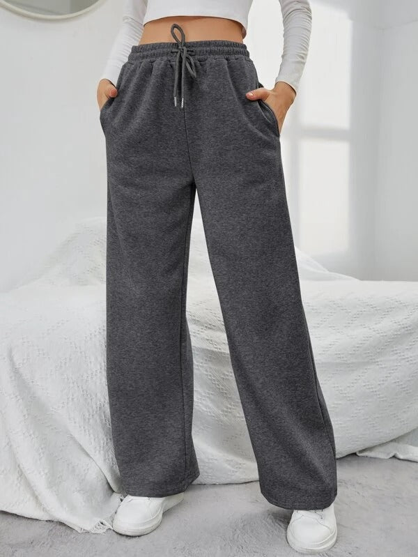 Solid Drawstring Slant Pocket Sweatpants