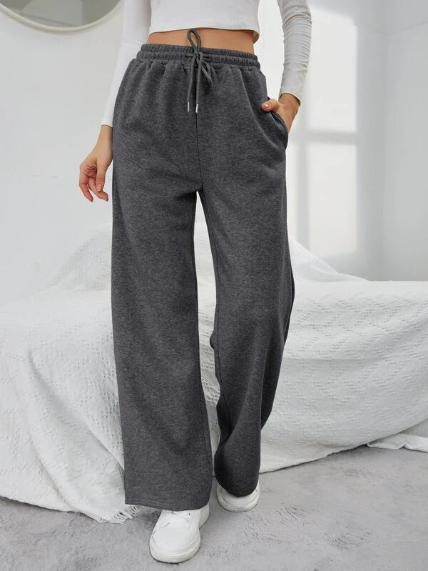 Solid Drawstring Slant Pocket Sweatpants