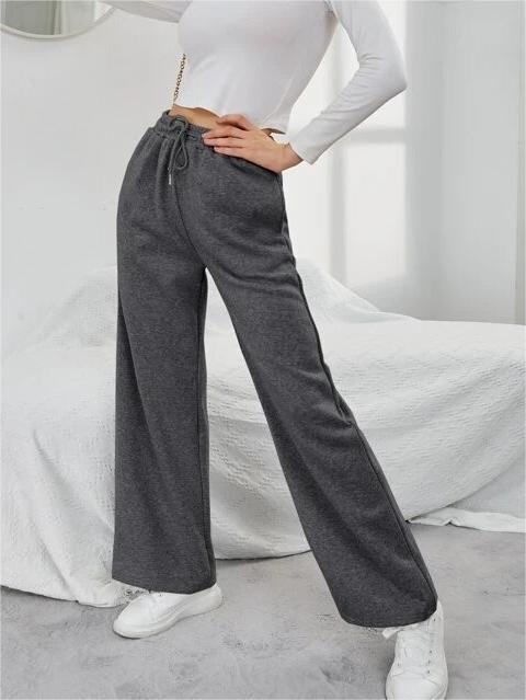 Solid Drawstring Slant Pocket Sweatpants