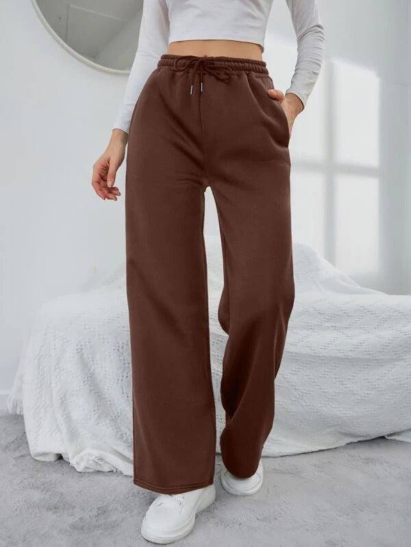 Solid Drawstring Slant Pocket Sweatpants