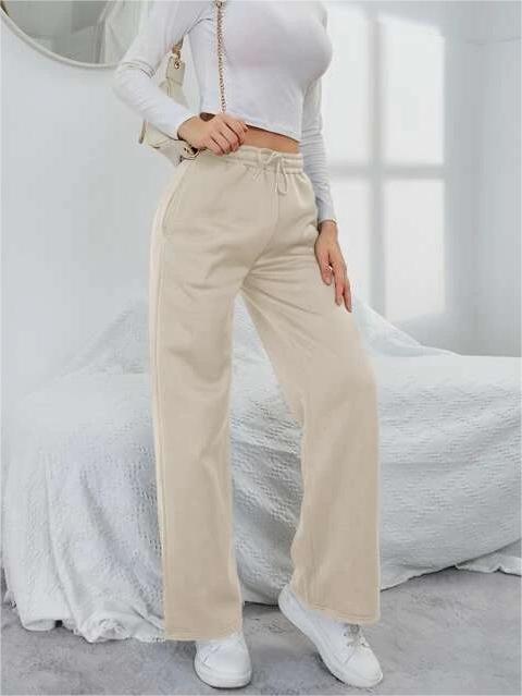 Solid Drawstring Slant Pocket Sweatpants