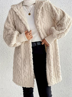 Women's Plush Fleece Soft Midi-Length Jacket with Pockets