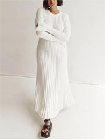 Fall New Sleeved Knit Midi Dress