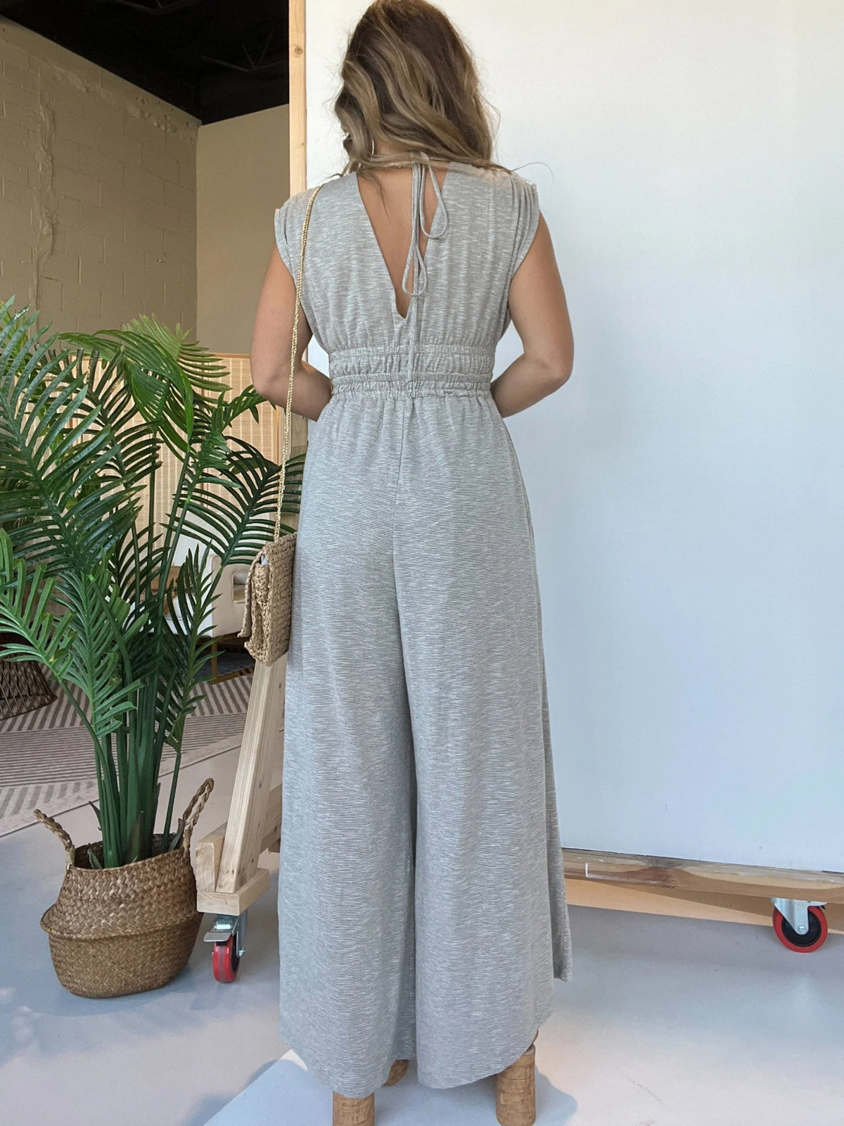 Deep V Hi Lo Hem Jumpsuit